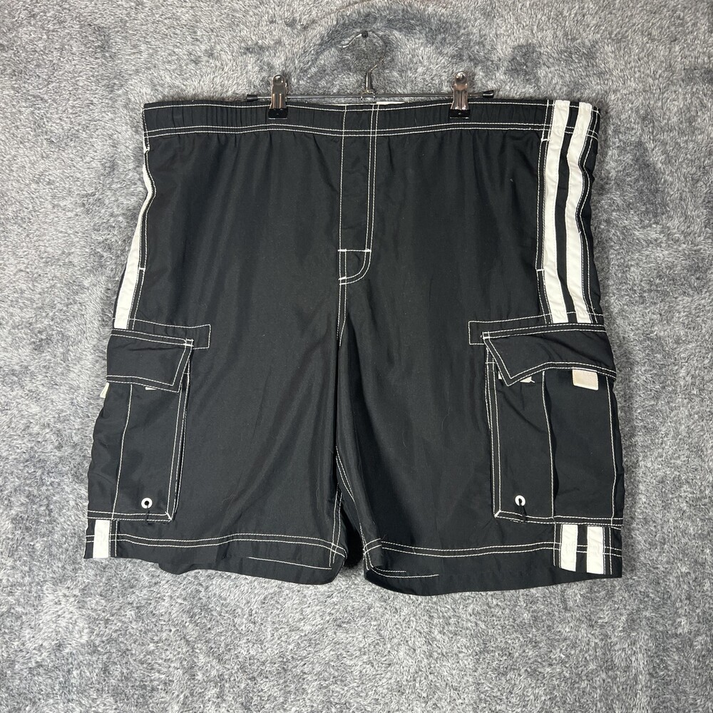 Ocean Pacific Shorts Mens Large Black Cargo Microfiber Elastic Waist 10 Inseam